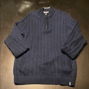 Women's KJUS Navy Cable Knit Zip-Up Sweater